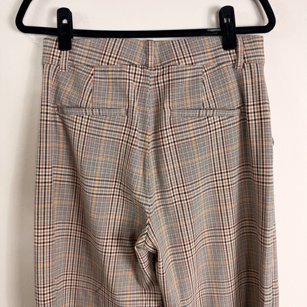 Gap Womens 6 Tall Plaid Wide Leg Trousers Brown Tan High Rise Dress Pants 1166 - Picture 4 of 10